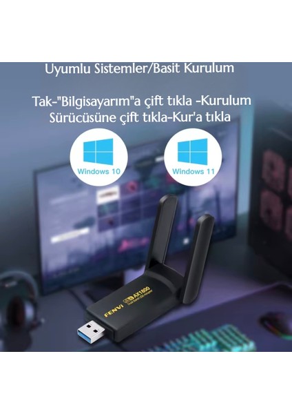 Wifi-6 Yüksek Hızlı 1800Mbps Usb 3.0 Yüksek Çekim Gücü CE Lisanslı Sertifikalı Orjinal Çift Bant 5Ghz/2.4Ghz-AX1800 fiyatları