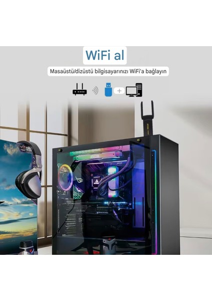 Wifi-6 Yüksek Hızlı 1800Mbps Usb 3.0 Yüksek Çekim Gücü CE Lisanslı Sertifikalı Orjinal Çift Bant 5Ghz/2.4Ghz-AX1800