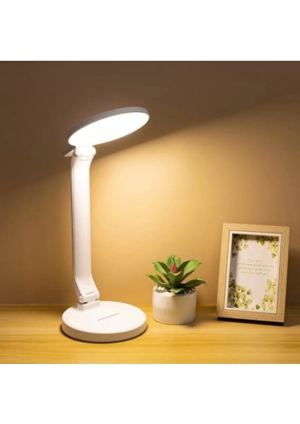 USB Şarjlı Masa Lambası, Beyaz Renk, Şık ve Kullanışlı Tasarım