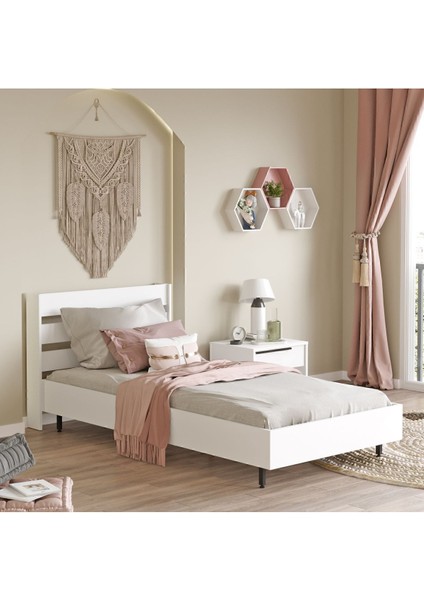 Bohem Tek Kişilik Karyola Metal Ayaklı 100*200 cm Beyaz BOH13-W fiyatları