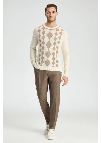 Baklava Desenli Saf Kaşmir Ekru Kazak fiyatları