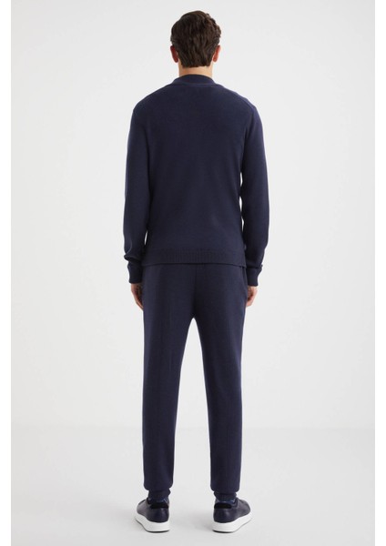 Arma Detaylı Fermuarlı Lacivert Triko Spor Ceket indirimleri