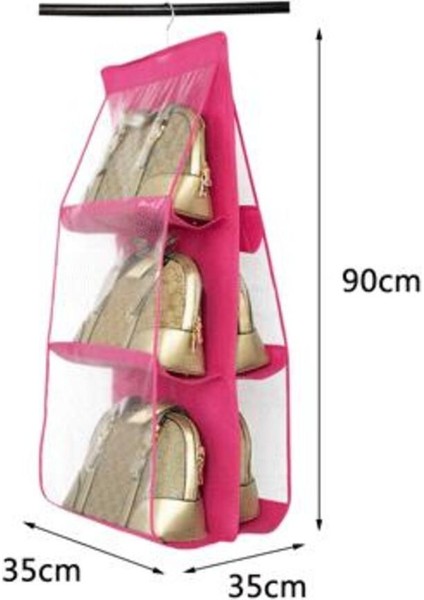 6 Gözlü Renkli Dolap Içi Çanta Askılığı ve Organizer, Pratik ve Şık Tasarım