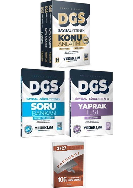 Anla Kazan + Yediiklim 2026 Dgs Sayısal Sözel Prestij Konu + Soru + Deneme + Yaprak Test 4 Lü Set
