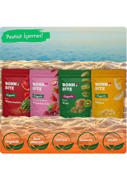 KURUTULMUŞ ORGANİK KARPUZ, ÇİLEK, KİVİ & ÇITIR KAVUN 4'LÜ PAKETİ
