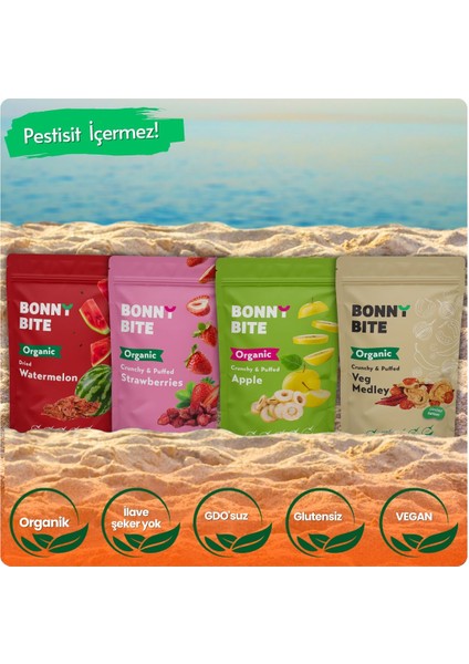 KURUTULMUŞ ORGANİK KARPUZ, ÇİLEK, ELMA & SEBZE 4'LÜ PAKETİ