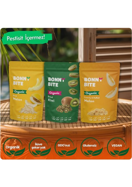 KURUTULMUŞ ORGANİK KAVUN, KİVİ & ÇITIR KAVUN 3'LÜ PAKETİ