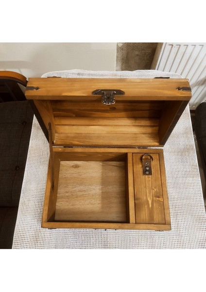 30X20 cm Masif Ahşap Hazine Sandığı, Şık ve Dayanıklı Dekorasyon Parçası