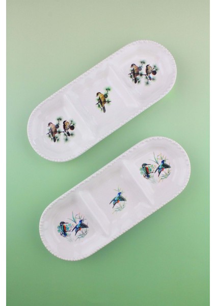 Inci Serisi Su Kuşları 2 Adet Bölmeli Porselen Tabak fiyatları