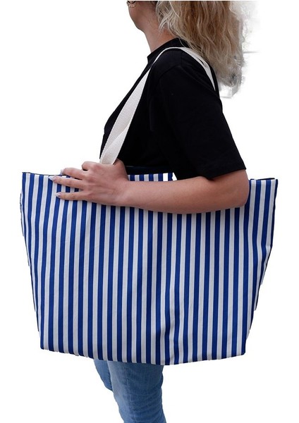 Çift Yön Kullanılabilen Canvas Çok Amaçlı Plaj Çanta Lacivert modelleri