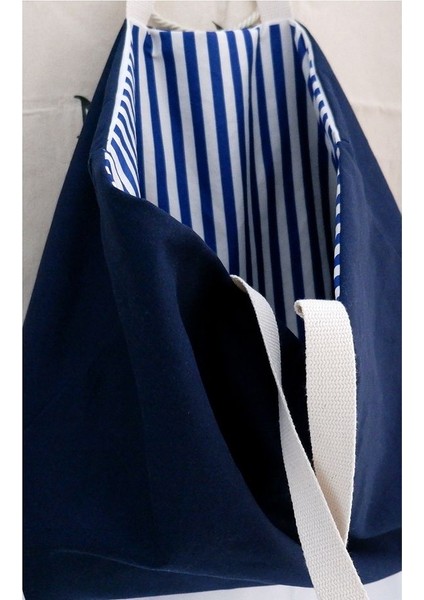 Çift Yön Kullanılabilen Canvas Çok Amaçlı Plaj Çanta Lacivert fırsatları