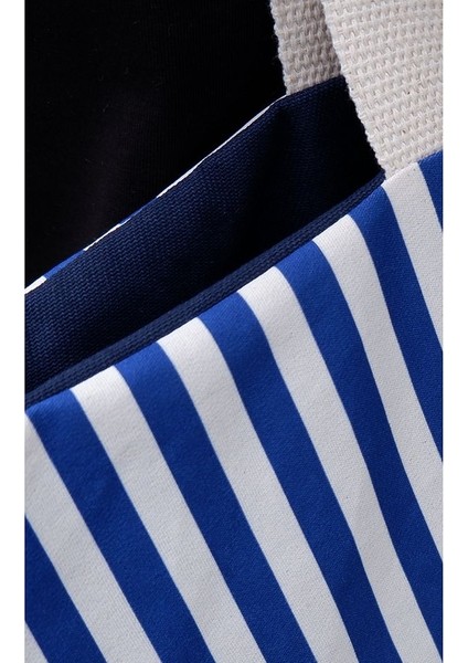 Çift Yön Kullanılabilen Canvas Çok Amaçlı Plaj Çanta Lacivert