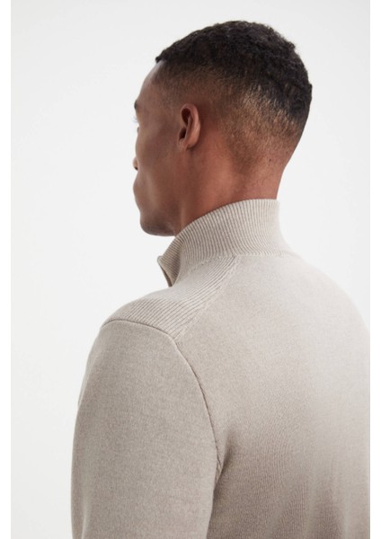 Kum Rengi Fermuarlı Merino Yün Activewear Triko modelleri