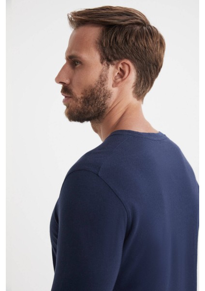 Kaşmir Karışım Lacivert Uzun Kollu T-Shirt indirimleri