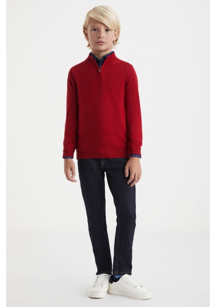 Fermuarlı Merino Yün Kırmızı Activewear Çocuk Triko fiyatları