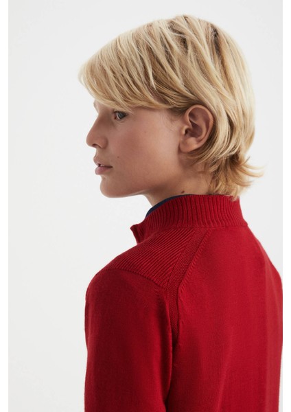 Fermuarlı Merino Yün Kırmızı Activewear Çocuk Triko modelleri