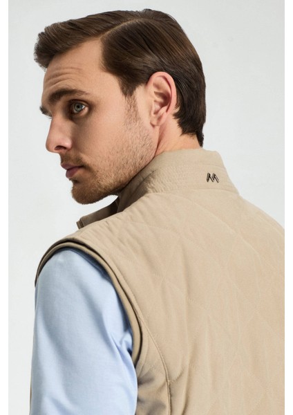 Krem Rengi Kapitone Yelek modelleri