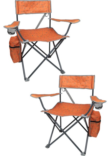 Termal Cepli Katlanır Plaj Piknik Kamp Sandalyesi Rejisör Koltuğu Turuncu 2 Adet