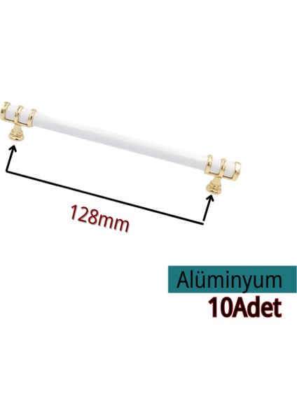 Ring Alüminyum 128MM Beyaz-Sarı Mobilya Çekmece Mutfak Dolap Dolabı Kulpu Kulbu Kulpları 10 Adet
