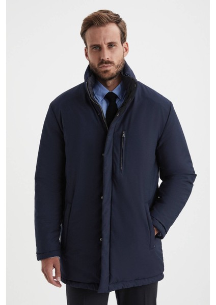 Kaz Tüyü Dolgulu Lacivert-Siyah Çift Taraflı Mont fiyatları