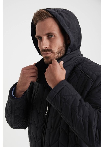 Kaz Tüyü Dolgulu Lacivert-Siyah Çift Taraflı Mont indirimleri