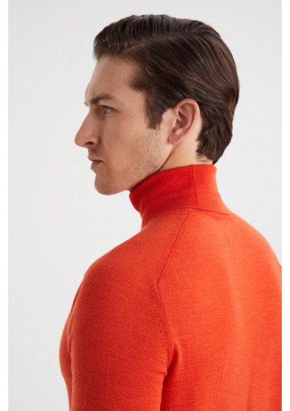 Turuncu Boğazlı Slim Fit Merino Yün Triko modelleri