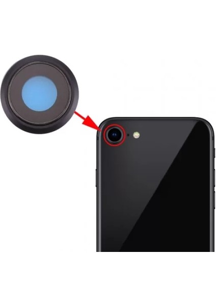 Iphone 8 Uyumlu Kamera Camı Siyah
