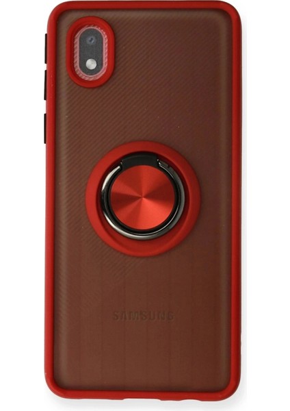 Samsung Galaxy A01 Core Kılıf Montreal Yüzüklü Silikon Kapak - Kırmızı