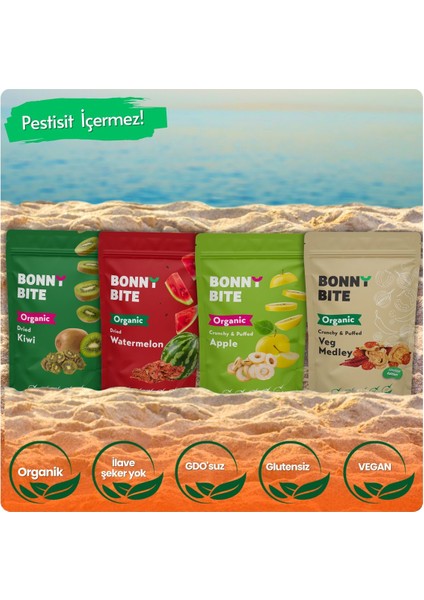 KURUTULMUŞ ORGANİK KİVİ, KARPUZ, ELMA & SEBZE 4'LÜ PAKETİ