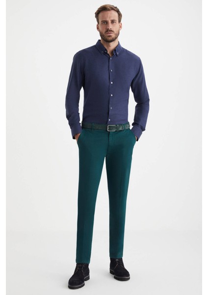 Pamuklu Koyu Yeşil Regular Fit Chino Pantolon fiyatları