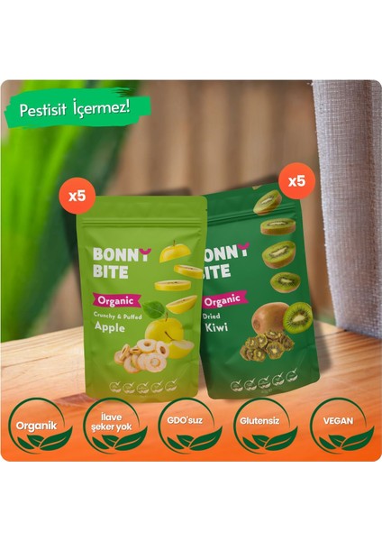 ORGANİK ÇITIR ELMA & KURUTULMUŞ KİVİ 10'lu PAKETİ