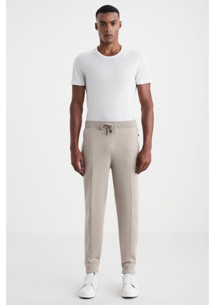 Kum Rengi Merino Yün Activewear Triko Pantolon fiyatları