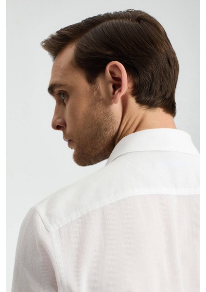 Çizgi Desenli Beyaz Saf Pamuk Gömlek modelleri