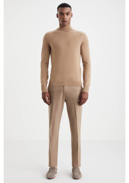 Camel Boğazlı Slim Fit Merino Yün Triko fiyatları