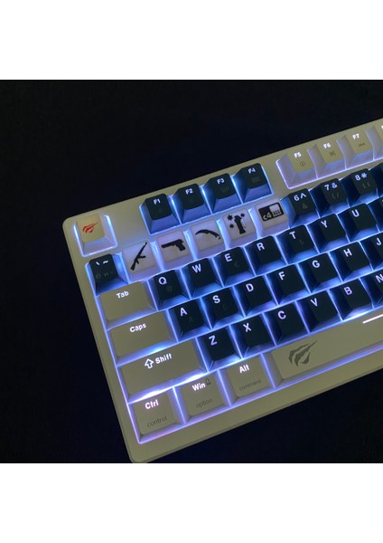 Cs Temalı Siyah-Beyaz 5’li Oyuncu Keycap Seti – Cherry Mx Uyumlu (1-5) Tuş – Fps Stil Tasarım