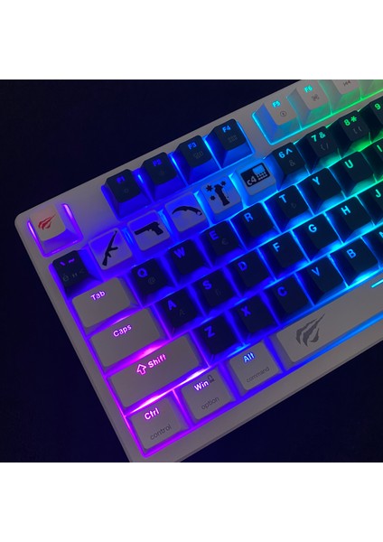 Cs Temalı Siyah-Beyaz 5’li Oyuncu Keycap Seti – Cherry Mx Uyumlu (1-5) Tuş – Fps Stil Tasarım modelleri