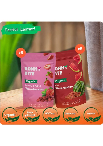 ORGANİK ÇITIR ÇİLEK & KURUTULMUŞ KARPUZ 10'lu PAKETİ