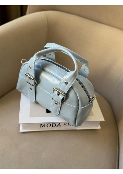 Mavi Kadın El ve Omuz Çantası, Çift Kemer Aksesuarlı, Şık ve Kullanışlı Tasarım