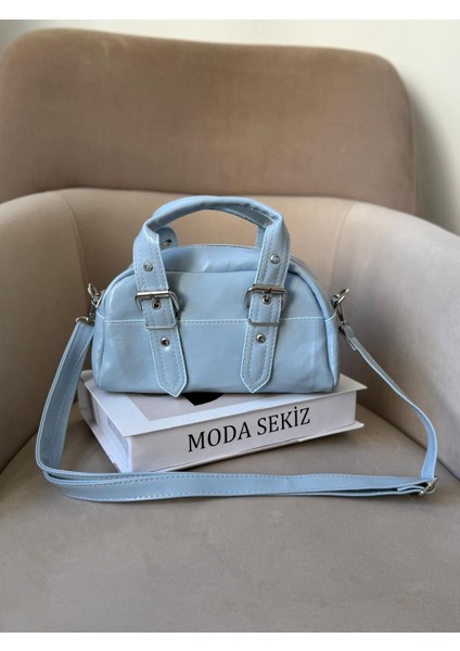 Mavi Kadın El ve Omuz Çantası, Çift Kemer Aksesuarlı, Şık ve Kullanışlı Tasarım modelleri