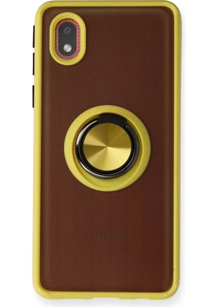 Samsung Galaxy A01 Core Kılıf Montreal Yüzüklü Silikon Kapak - Sarı