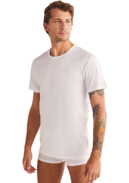 Hulio Bisiklet Yaka 2'li Erkek Beyaz Tshirt fiyatları