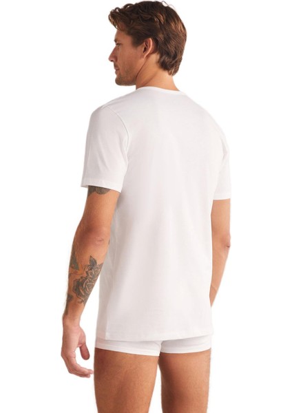 Hulio Bisiklet Yaka 2'li Erkek Beyaz Tshirt modelleri