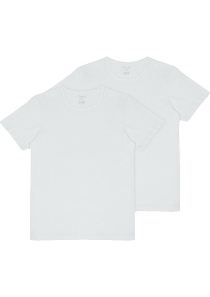 Hulio Bisiklet Yaka 2'li Erkek Beyaz Tshirt fırsatları