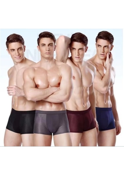 Dikişsiz Buz Ipek Ter Uzaklaştıran Spor Sürdürülebilir Özel Erkek Iç Giyim 4 Parça 1001 Boxer