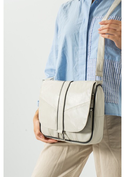 Büyük Boy Krem Kadın Deri Omuz ve Postacı Çanta fiyatları