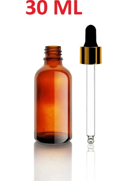 30 ml Amber Cam Şişe Gold Metal Siyah Kapaklı Cam Damlalıklı Boş Esans Yağ Şişesi 30ML