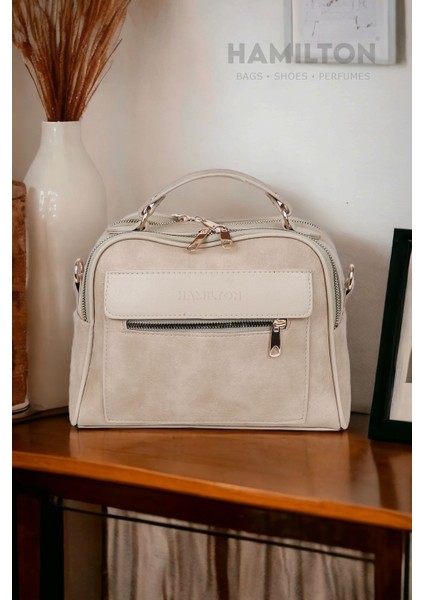 Kadın Deri Dokulu Çapraz ve El Askılı Büyük Şık Omuz Çanta Kahverengi modelleri