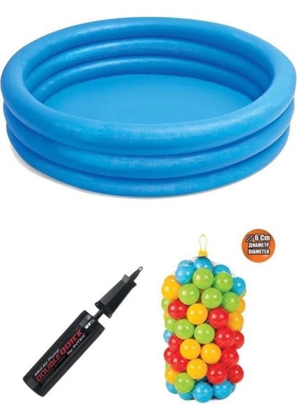 Mavi 114 cm Kristal Havuz, 100 Top, Pompa ile Eğlence ve Serinlik Sağlar