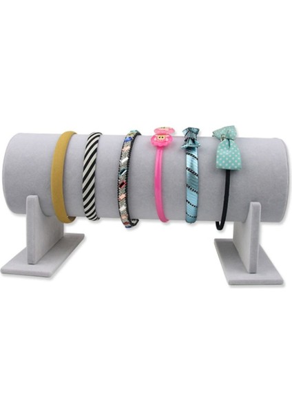 Gri Renkli Süet Kumaş 30 cm Ayaklı Taç Standı, Şık ve Hafif Tasarım