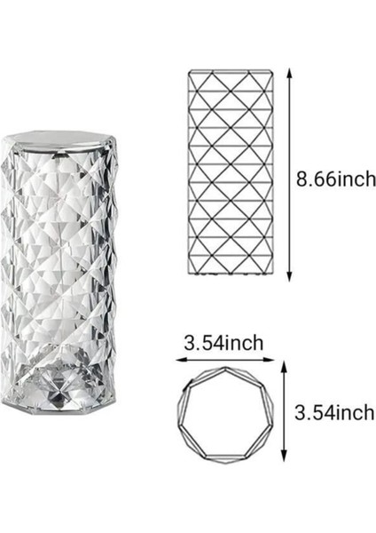 Şık Kristal Elmas LED Masa Lambası, Dokunmatik, USB Şarj, Restoran ve Ev Kullanımı modelleri